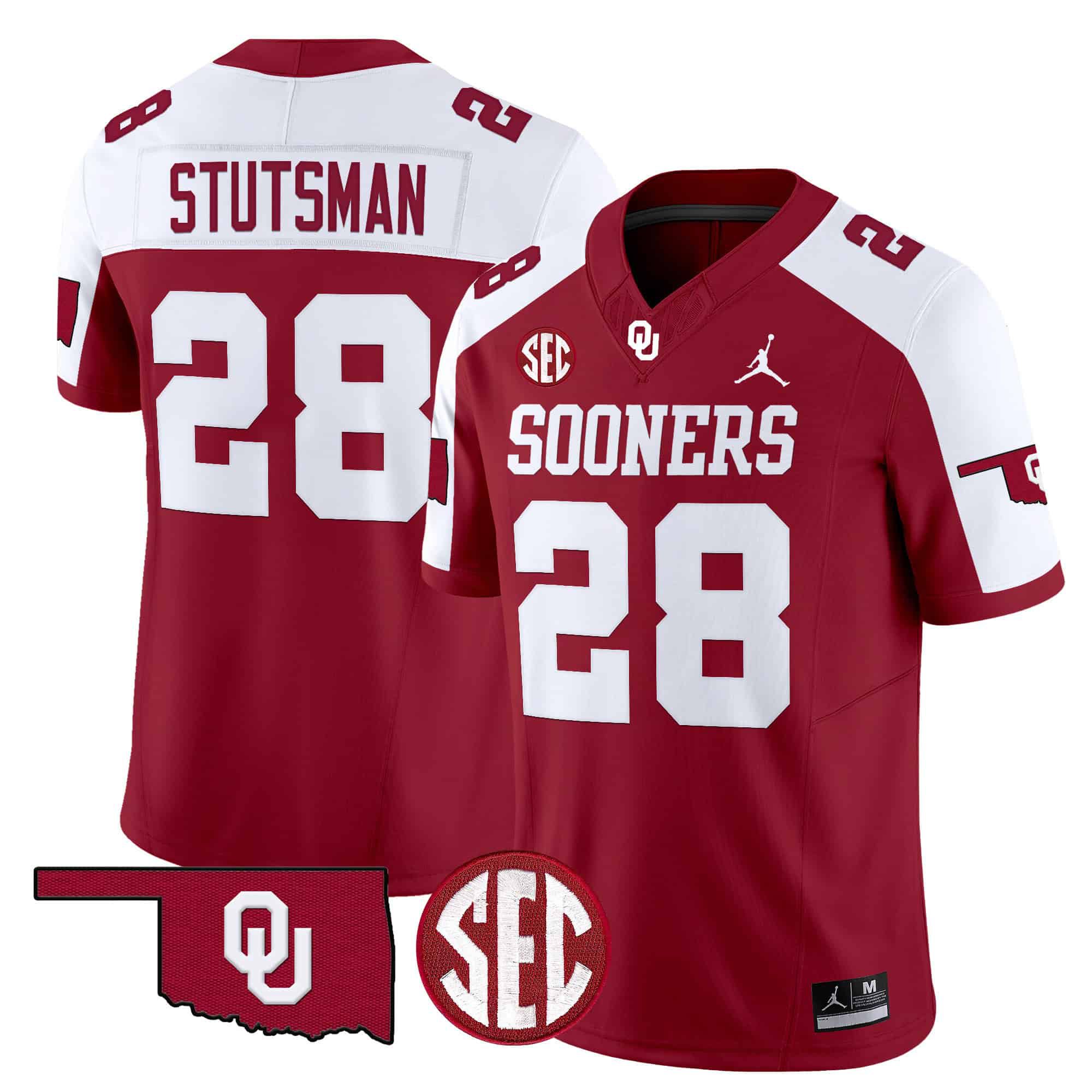 Men Oklahoma Sooners #28 Stutsman Red 2024 Vapor Limited NCAA Jersey